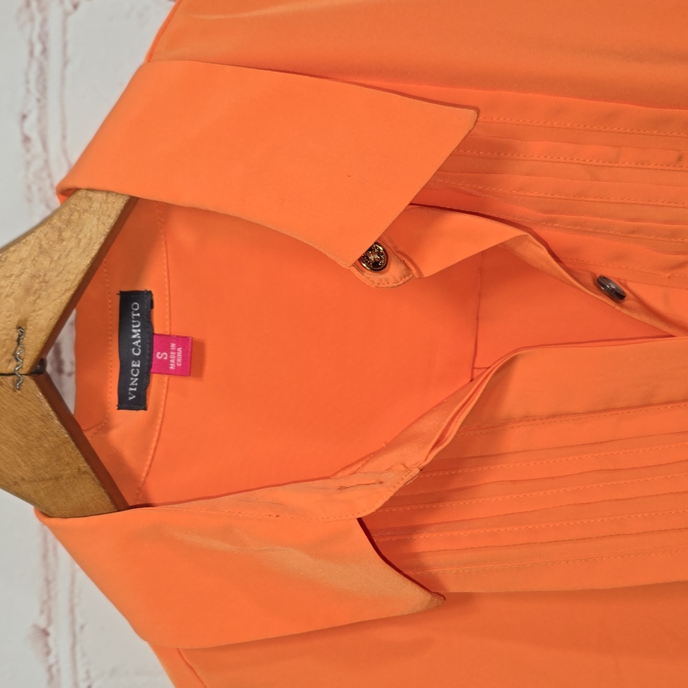 Vince Camuto Tennessee Orange Button Down Polyester Blouse Wimens Size Small - Picture 3 of 10